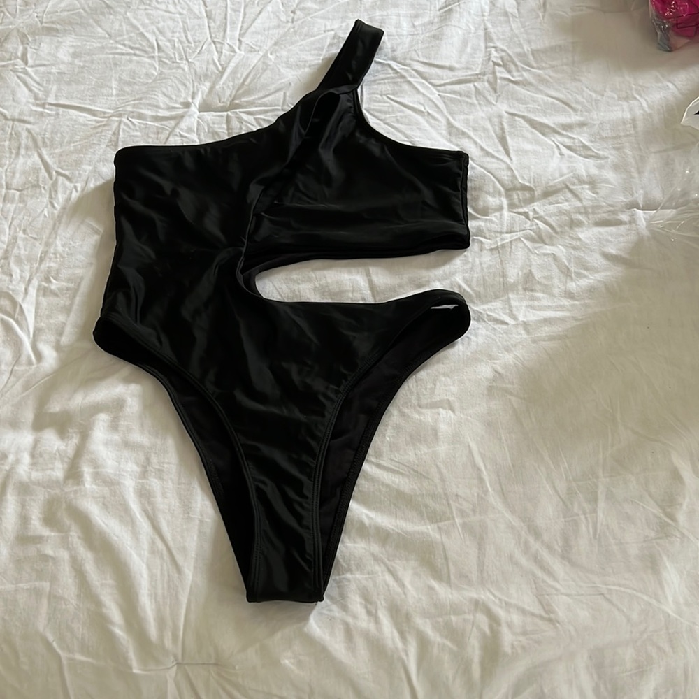 Shein black cut out one piece